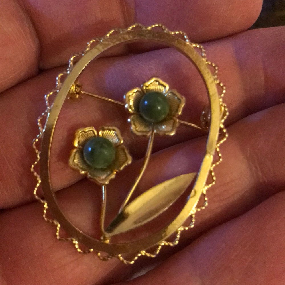 Vintage jade brooch - Picture 4 of 4